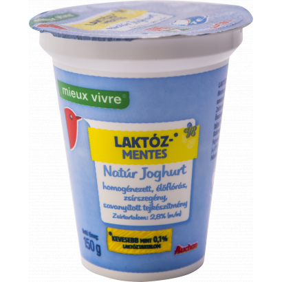 Auchan Nívó Laktózmentes natúr joghurt 150 g