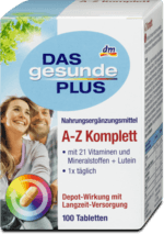 DAS gesunde PLUS Étrend kiegészítő A Z multivitamin tabletta vitaminokkal, ásványi anyagokkal és luteinnel, 100 db