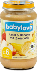 babylove Bio bébidesszert kétszersült almával és banánnal 6 hónapos kortól, 190 g