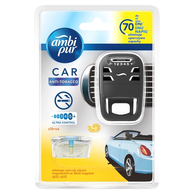 Oro gaiviklis automobiliams AMBI PUR Car Citrus Anti-tobacco, 7 ml