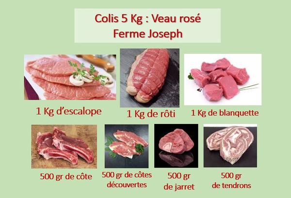 Colis de veau rosé