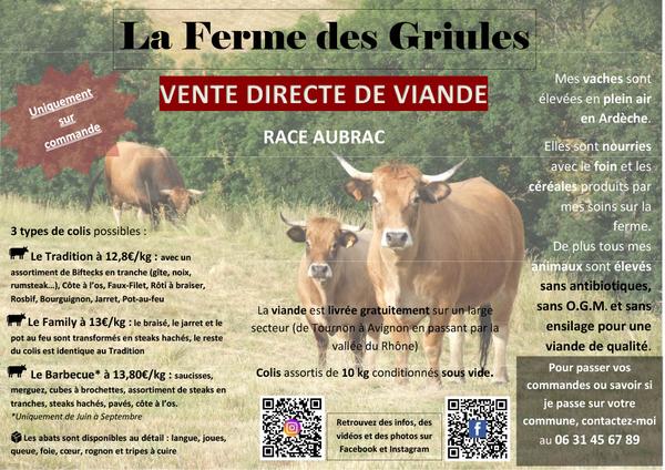 Colis de viande de boeuf Aubrac Ardèche