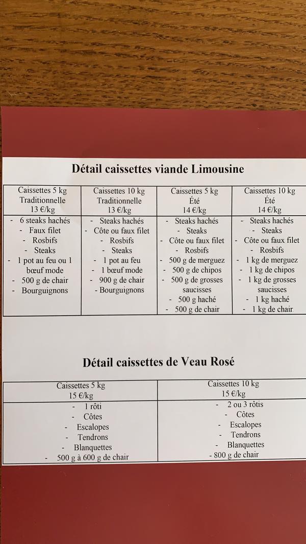 Vente vache et veau rosé Limousin jeudi 23 Septembre