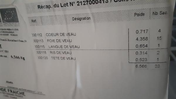vente de viande de veaux de lait biologique en frais ou congelée
