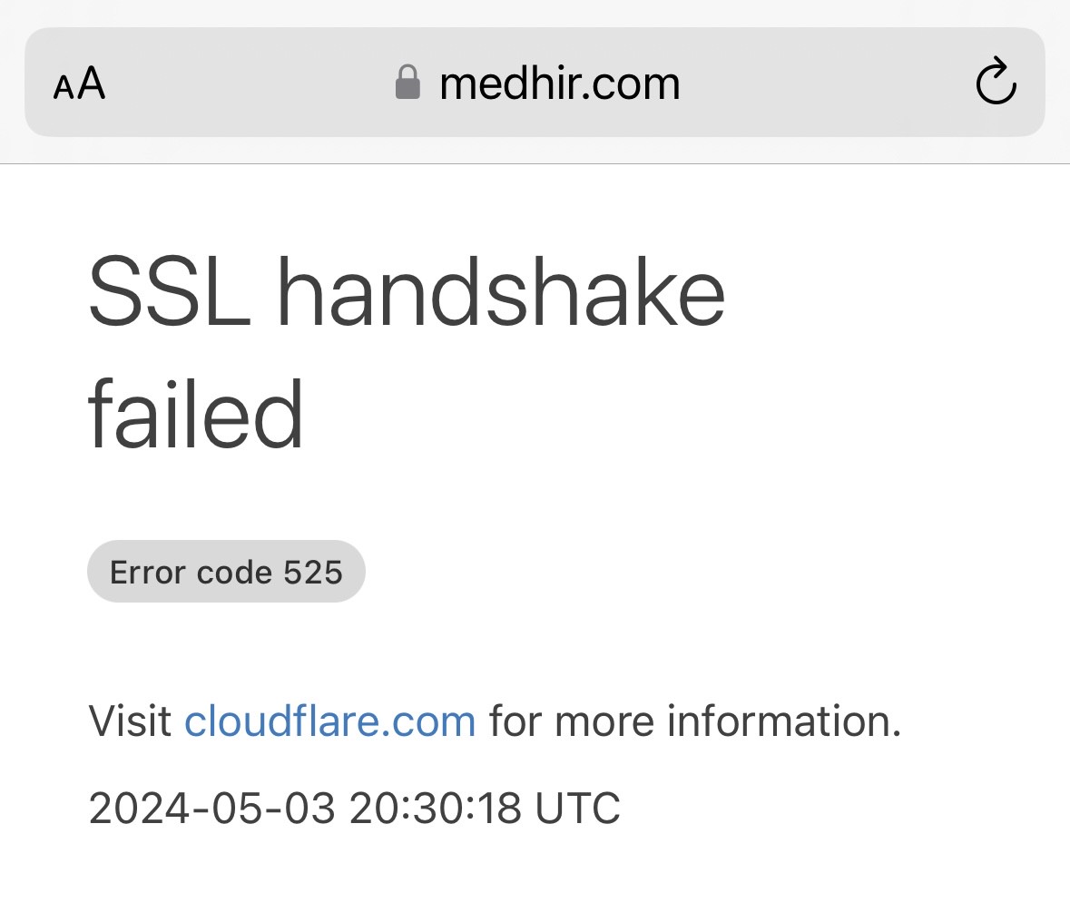 a screenshot of medhir.com after giving up on maintaining a GKE cluster