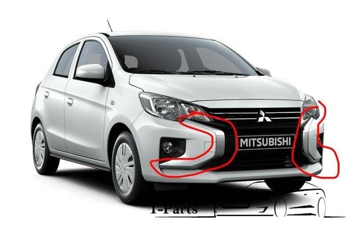 Mitsubishi space star chrome lijst voorbumper SET nieuw image 1