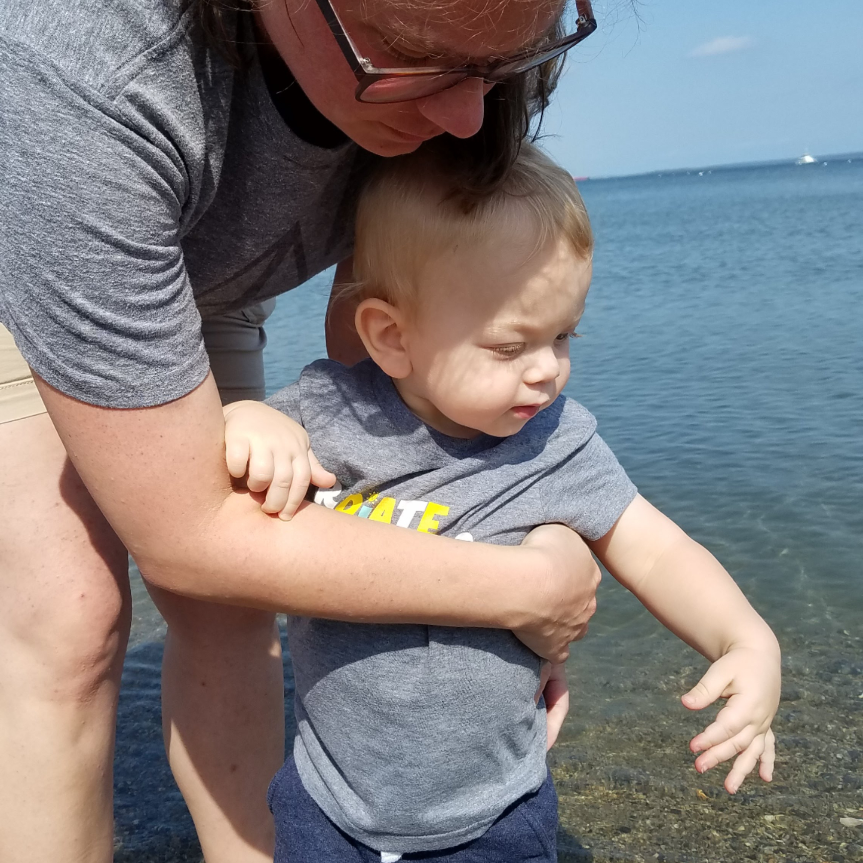 Lucas' first trip to the Atlantic Ocean, in Rhode Island visiting Grandma Paula
