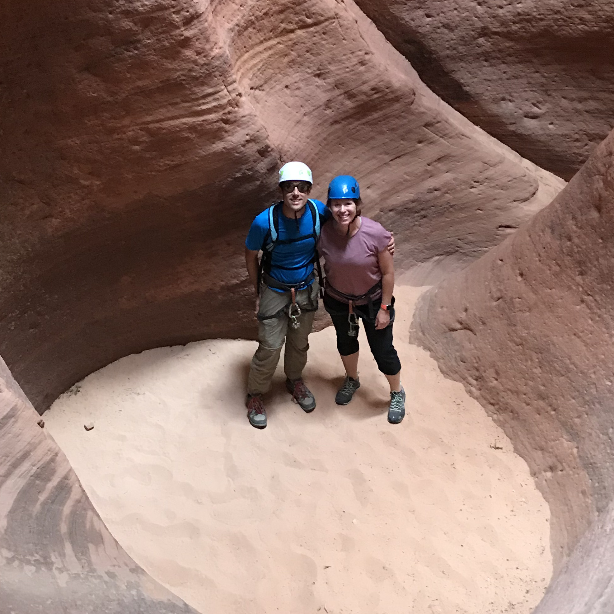 We always like to try something new when we travel. Here we are canyoning in Utah.