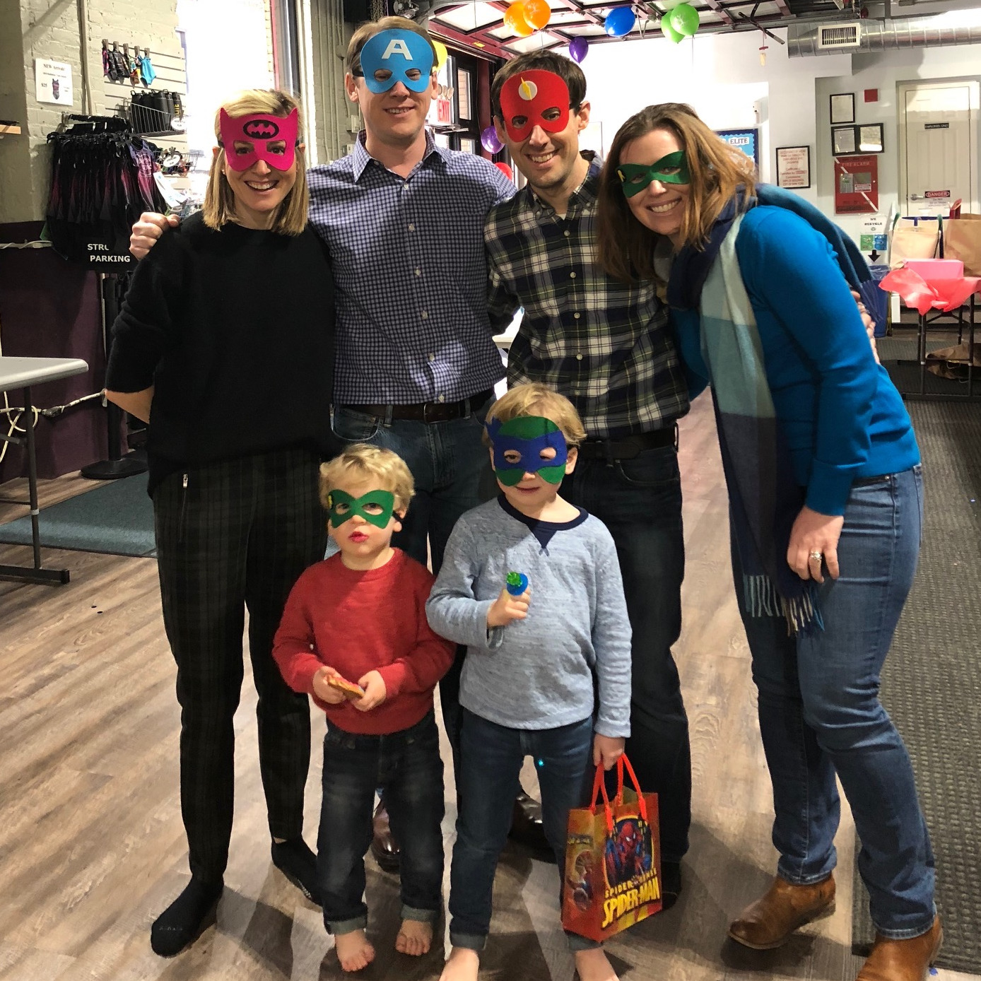 Playing superhero dress up for our nephew's birthday. We love being with our family.