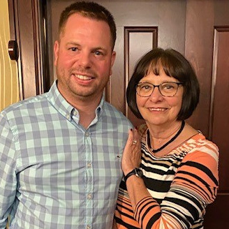 Justin and his mom, Denise, celebrating Justin's 40th birthday!