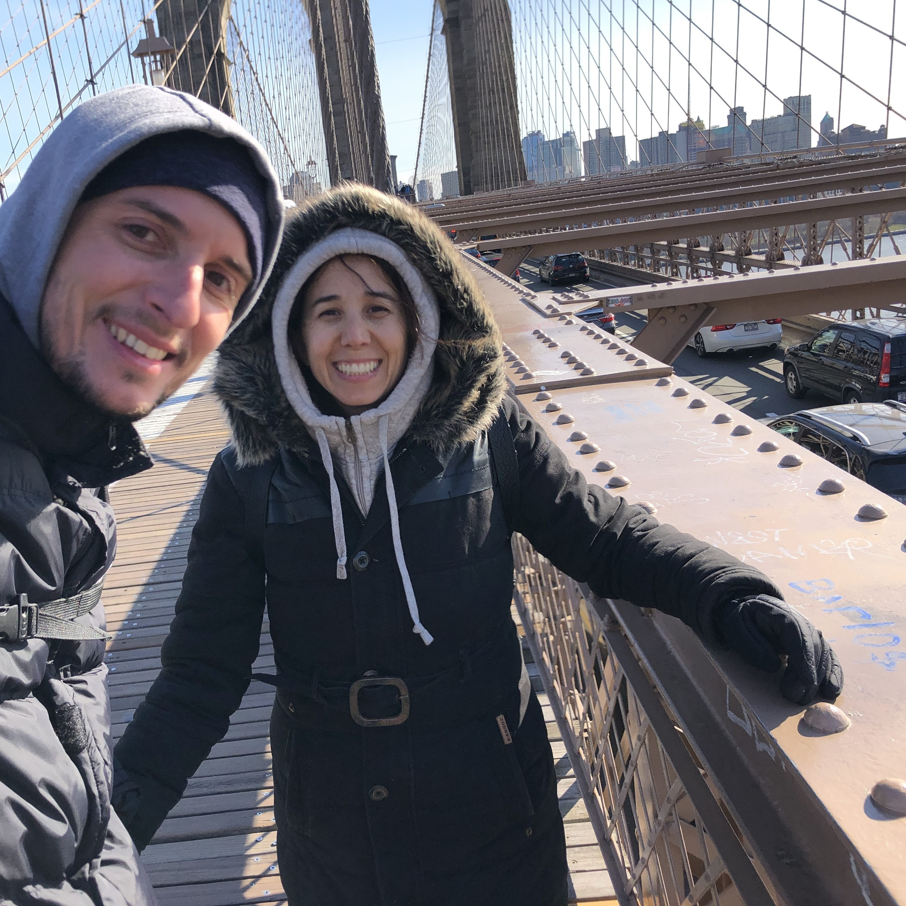 Traveling together in a really cold NY City.