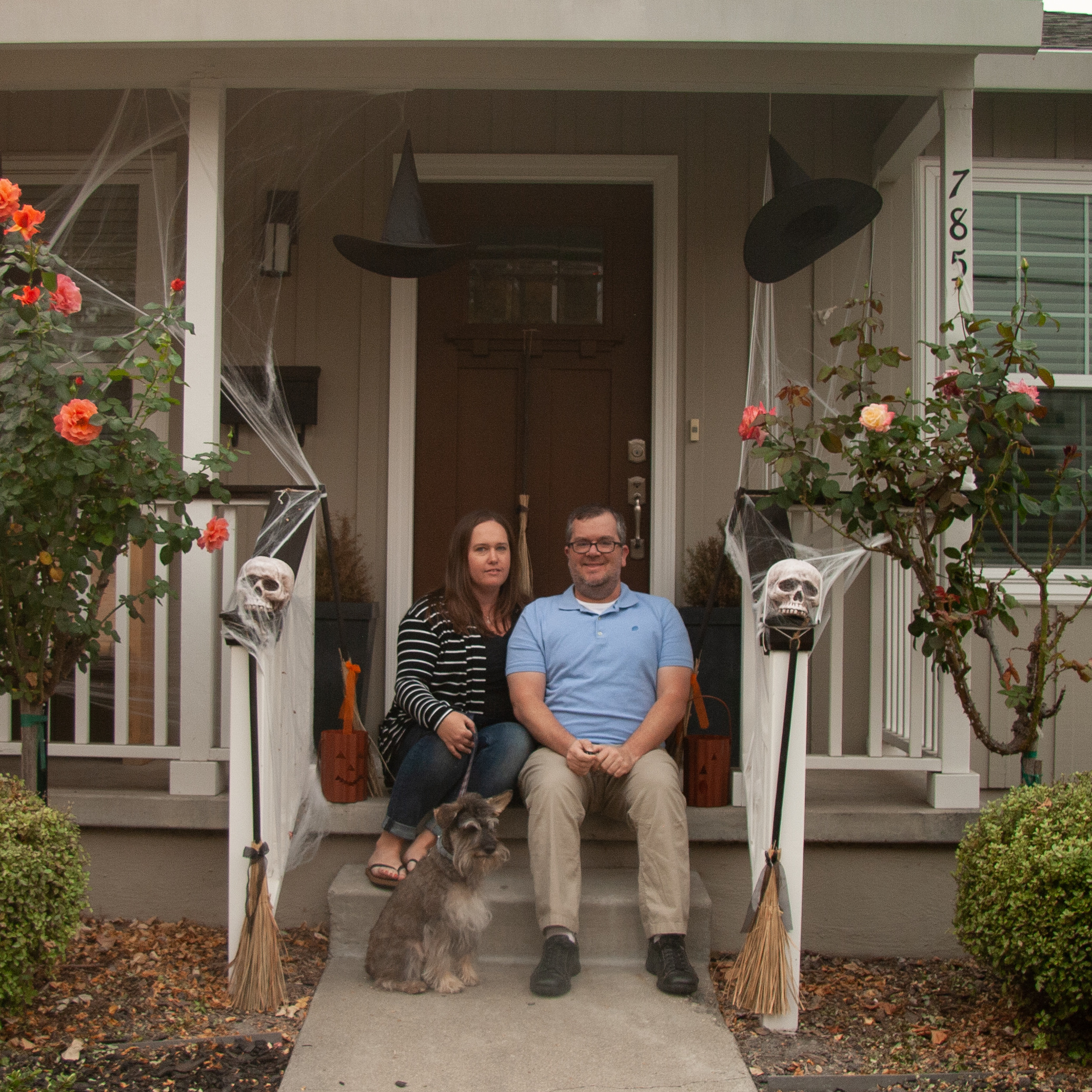 Waiting for trick or treaters on Halloween