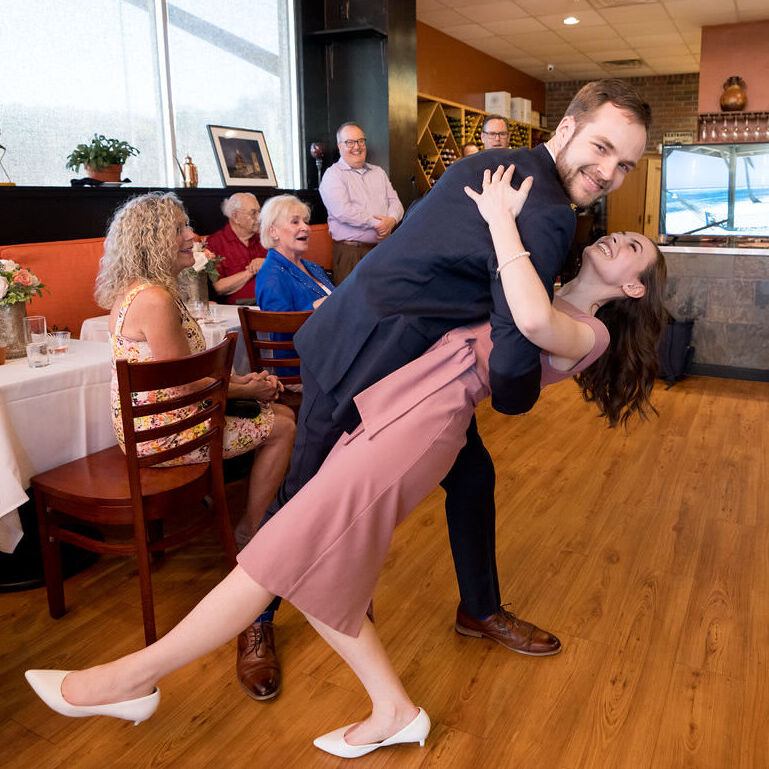 One of our new hobbies is swing dancing! Showing off our moves at a family gathering.