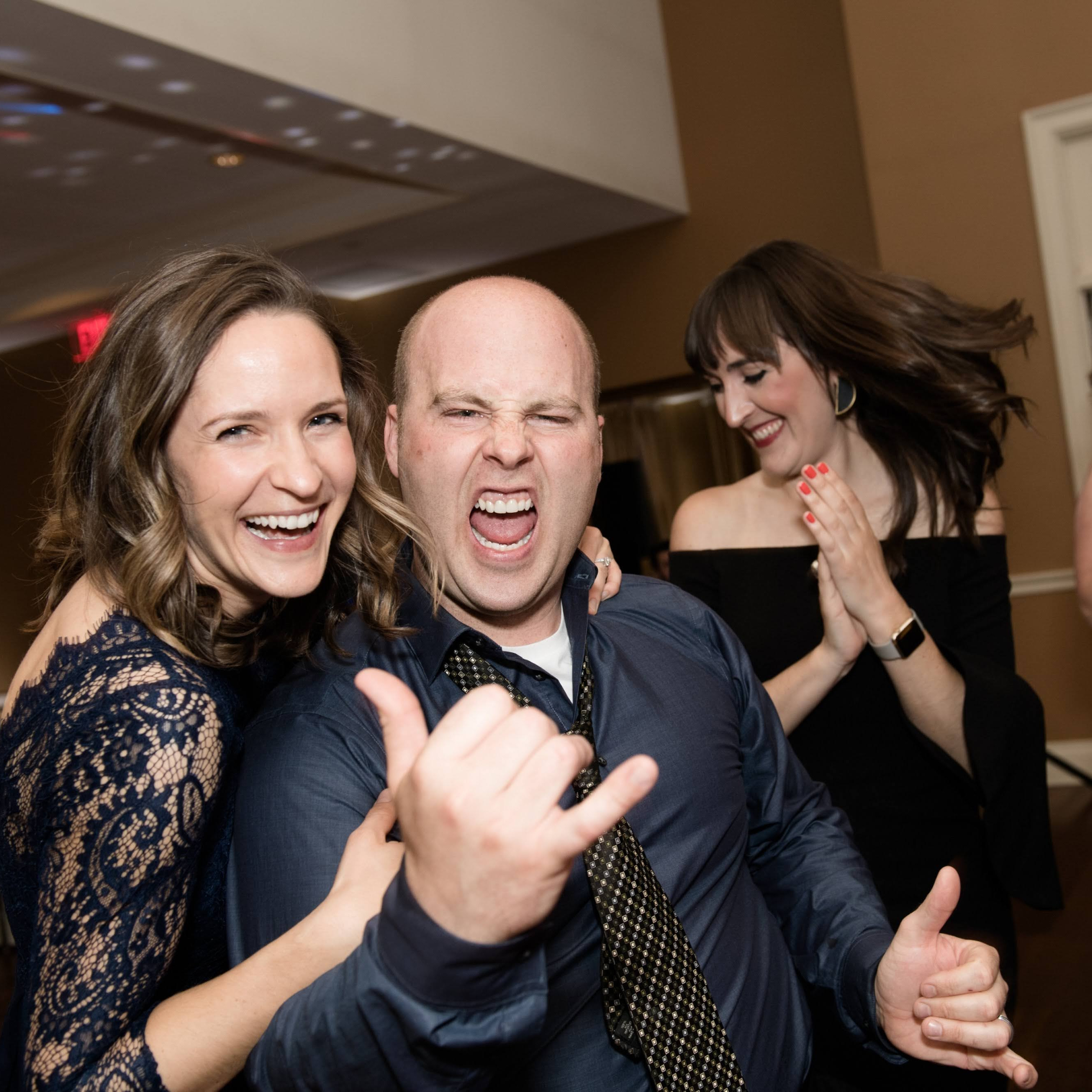 Dancing at a family wedding. We like to get our groove on!
