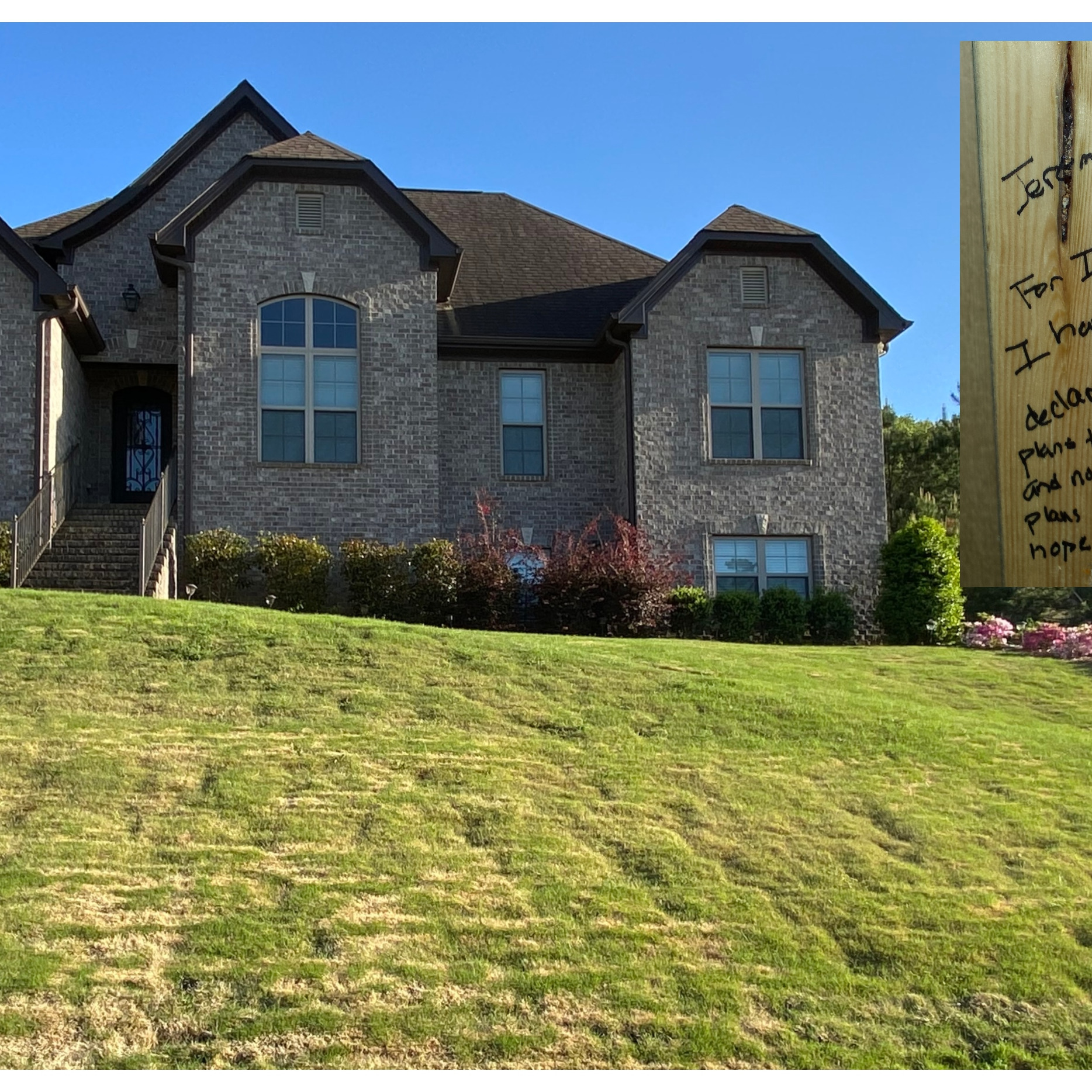 Our Home! See one of the studs with a verse that is our hope for our future child. Jer. 29:11