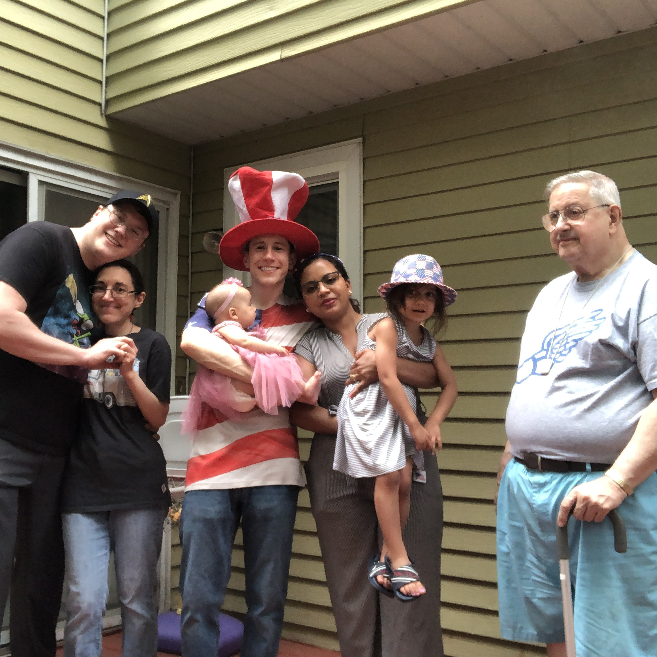 With our family.