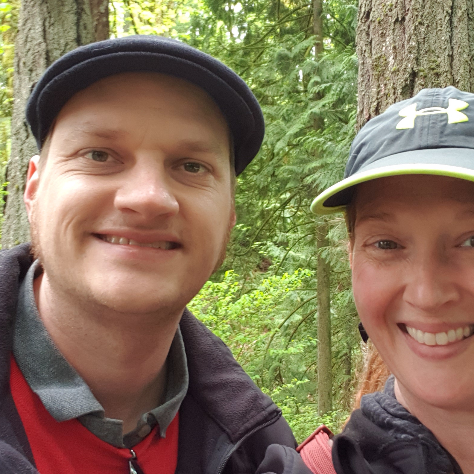 We love to hike (and there's a bear behind us!) :)