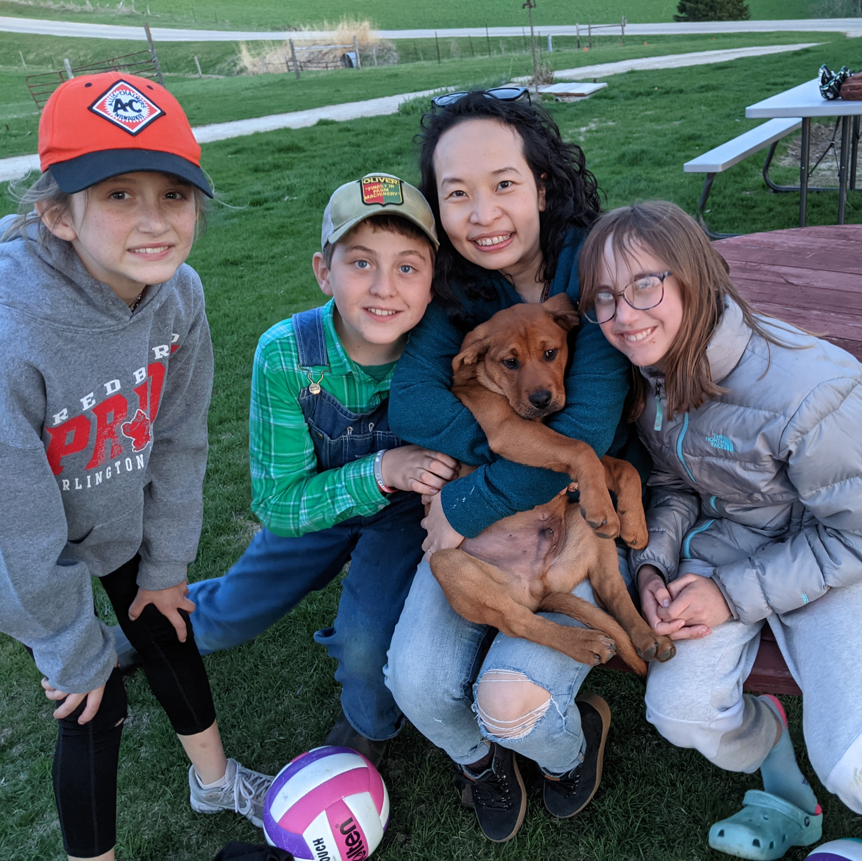 Introducing Charles to the nieces and nephew. A fun day at Lucas's brother's farm