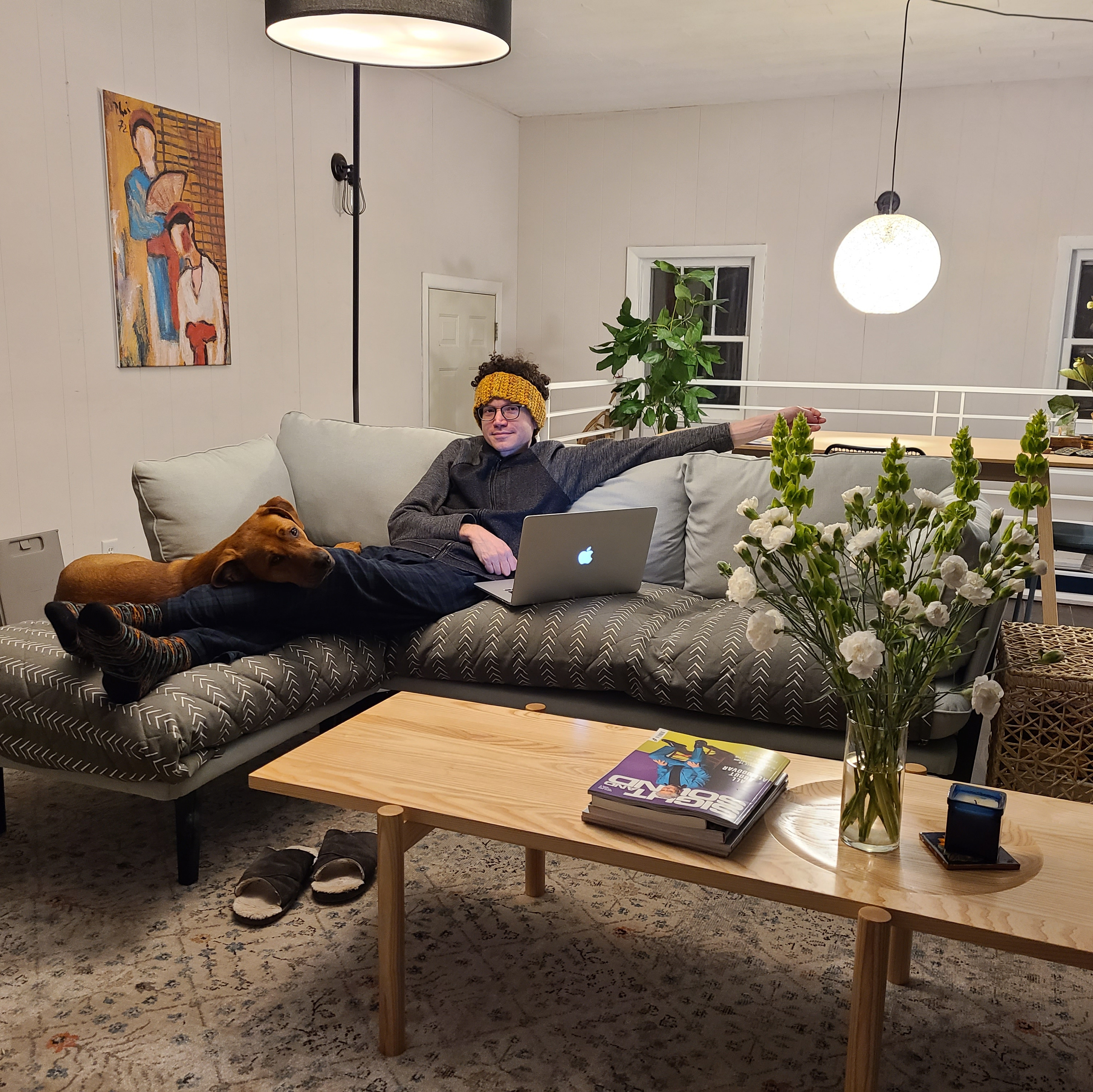 Chilling with Charles in our living room--a typical night for us