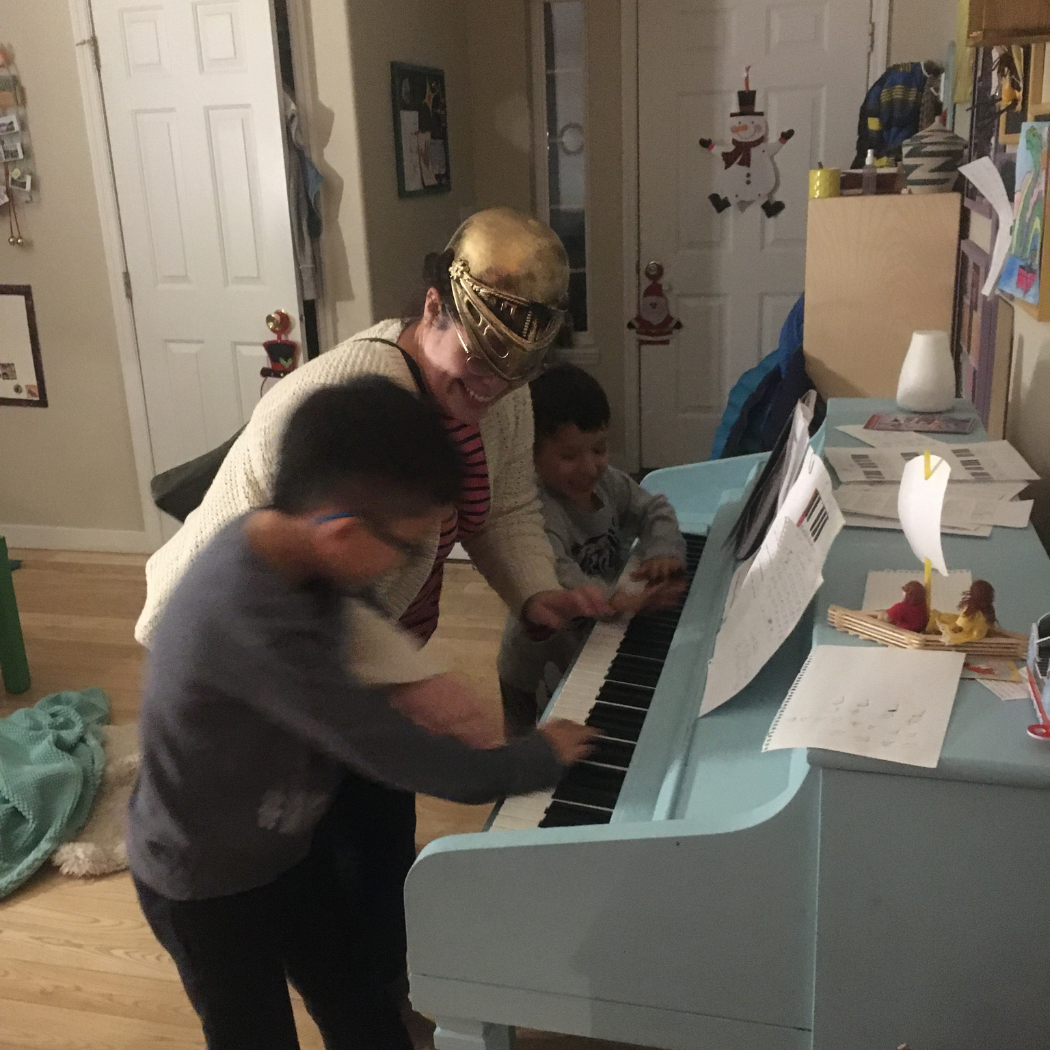 We started a piano band. 🤣(Our close friend’s kids)