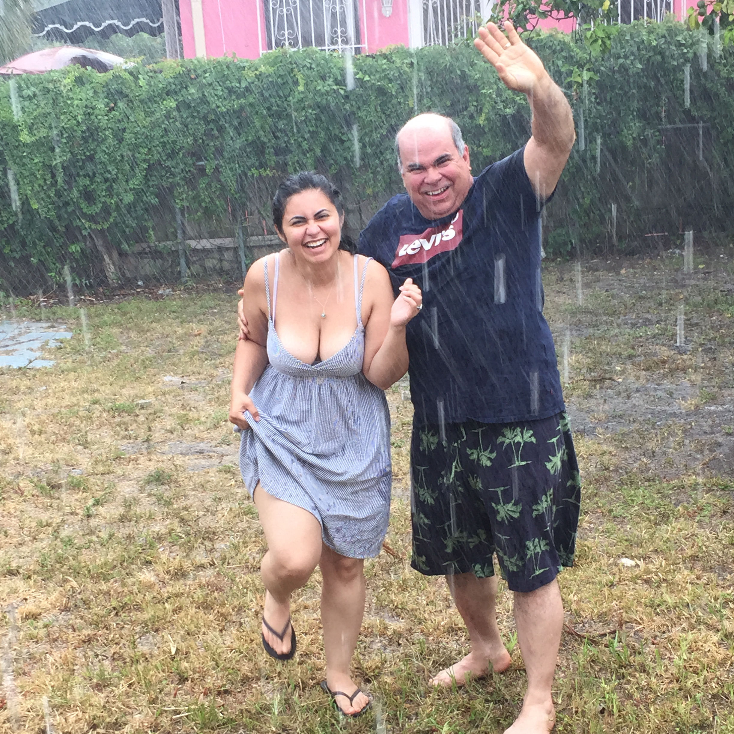 Dancing in the rain with my dad!