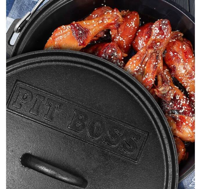 Set de 6 pièces Accessoires de Cuisson en Fonte Pré Assaisonné Pour Barbecue Camping Cuisine Extérieure PIT BOSS