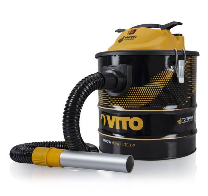 Aspirateur de cendres VITO TORNADO 1400W 18L Filtre HEPA Barbecues Poêles  Jusqu'à 50°C