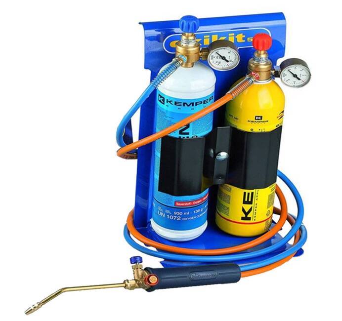 Chalumeau BI Gaz Professionnel OXYKIT 3300°C KEMPER Avec réducteurs GAZ  Manomètres +2 pointes