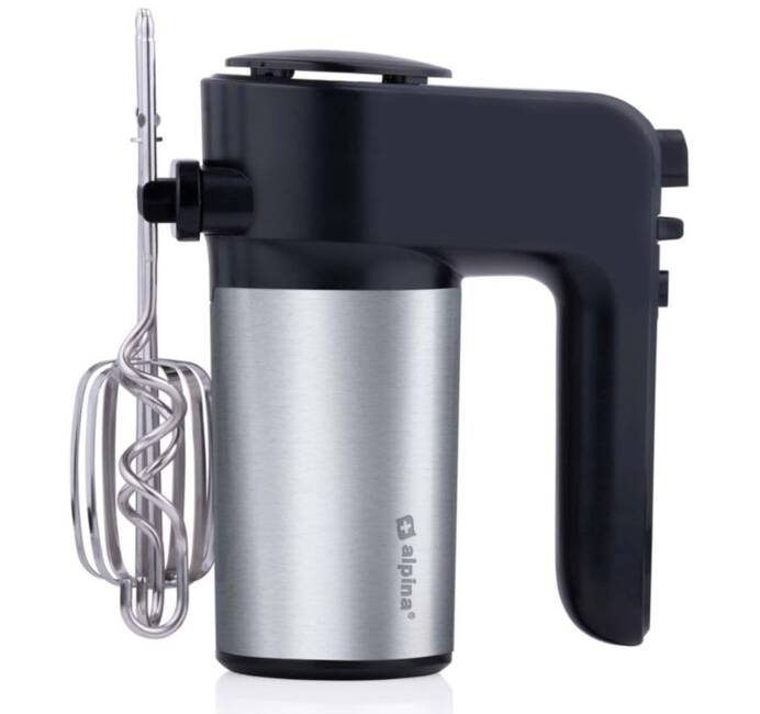 Batteur électrique à main 400W 6 Vitesses + 2 Fouets et 2 Crochets à pate Cuisine/Pâtisserie Inox/Abs Compact ALPINA