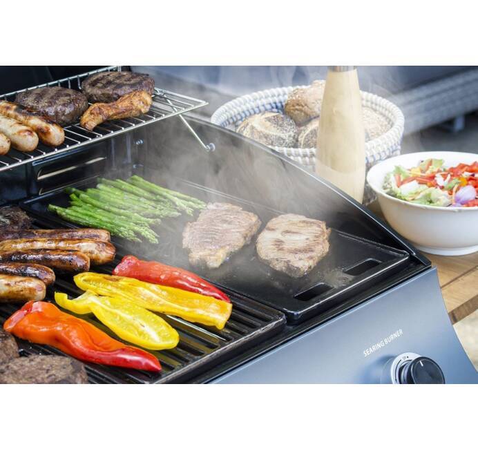 Barbecue à gaz 8 personnes Cuisson 66 x 39cm 3 brûleurs 13KW 2 Tablettes bois Garanti 10 ans SAHARA