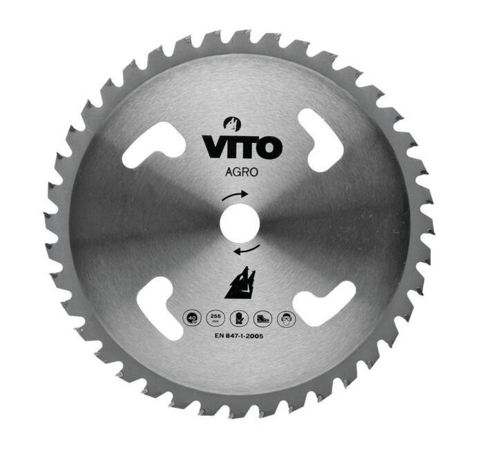 Lame de coupe pour Débroussailleuse 40 dents diam 255mm Carbure Alesage 25.4 VITO