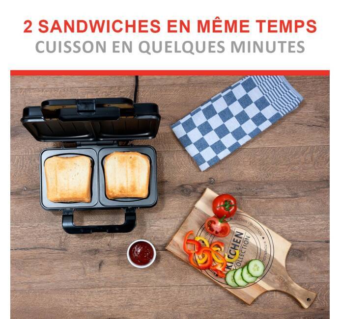 Toaster croque monsieur 3 en 1 appareil panini grill antiadhésive