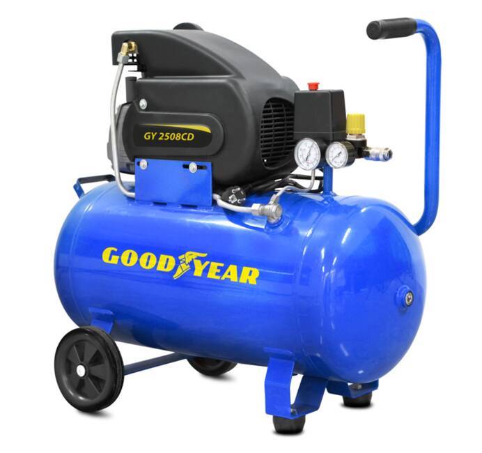 Compresseur 100L à courroie 10 bar Goodyear 3CV 2250W Débit air 350L/min  Gy3100B