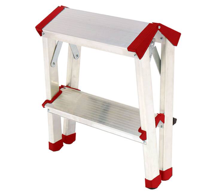 Escabeau Marche-pied Aluminium 2 marches Portée max 125 kg Pieds  anti-dérapants BRIXO