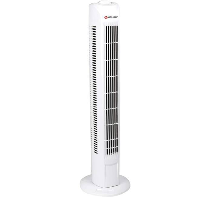 Ventilateur Colonne 78cm 45W Silencieux ALPINA Blanc 3 vitesses Oscillation  réglable