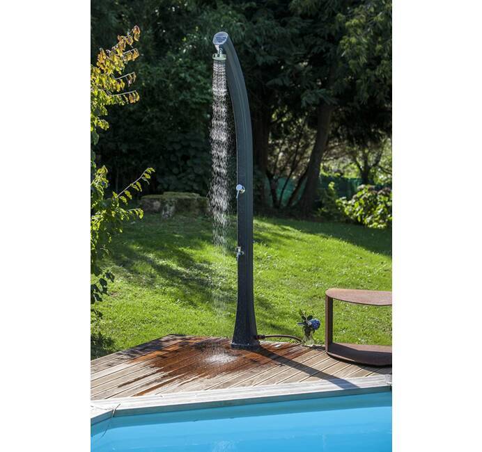 Douche solaire Professionnelle GRE Résine noire 25 litres Robinet mitigeur  Piscines Plages Jardins