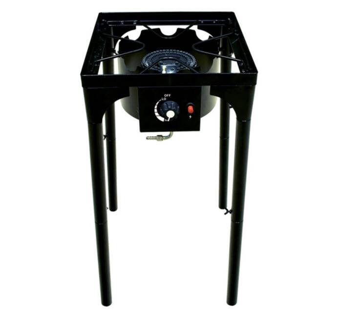 Réchaud Gaz 4 pieds 4.5KW Modulable 3 Hauteurs - Cuisine Extérieure Dimensions 40 x 40 x H78cm Allumage Piezo