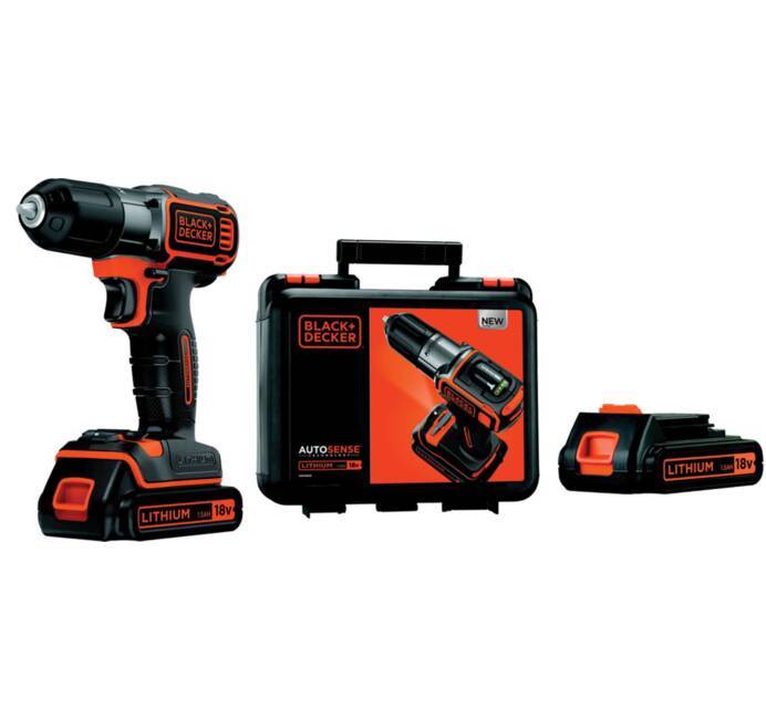 BLACK+DECKER Perceuse Visseuse Sans Fil 18 V Li-Ion avec Chargeur