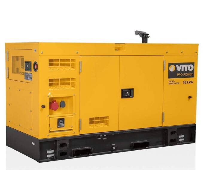 Groupe électrogène 15KVA 13,2KW Diesel Triphasé Monophasé AVR Démarrage  Automatique Autonomie 17 H VITO