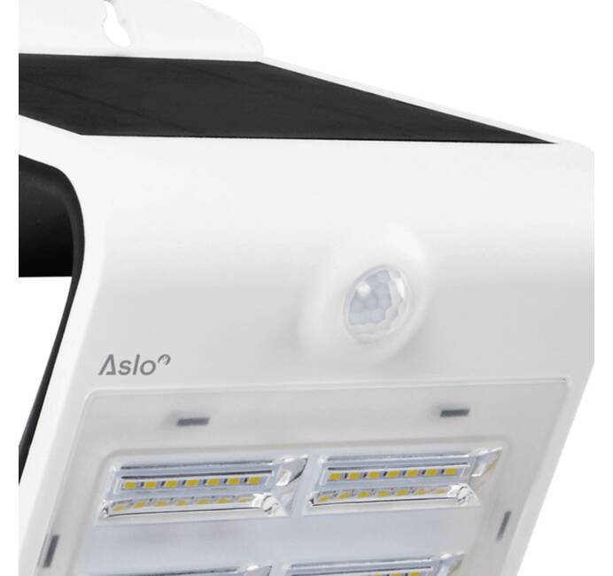 Projecteur Led Solaire Blanc 3.2W 400 Lm Spot Led Détecteur de mouvements 3 fonctions IP65 Applique Etanche Anti-UV ASLO