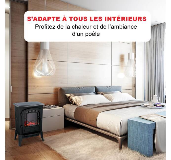 Cheminée électrique niklas 1500w parabole effet flamme vive 2