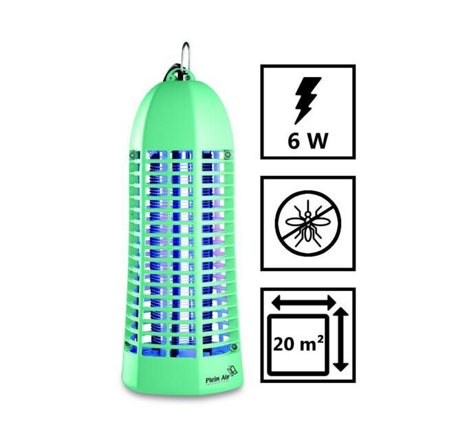 Lampe piege anti moustique et insectes PLEIN AIR vert laqué - Décharge  électrique 1000V - Champ action 20