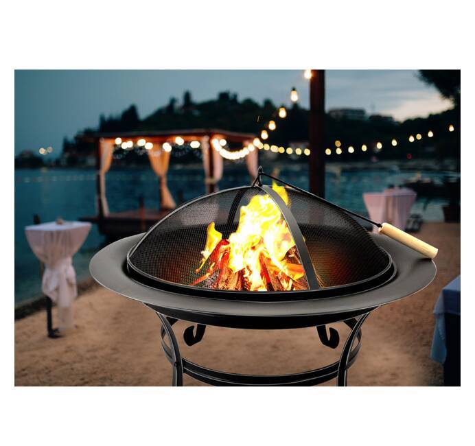 Brasero à bois Cheminée d'extérieur Fire Bowl Acier Ø 75.5 x H57 cm  Chauffage Extérieur