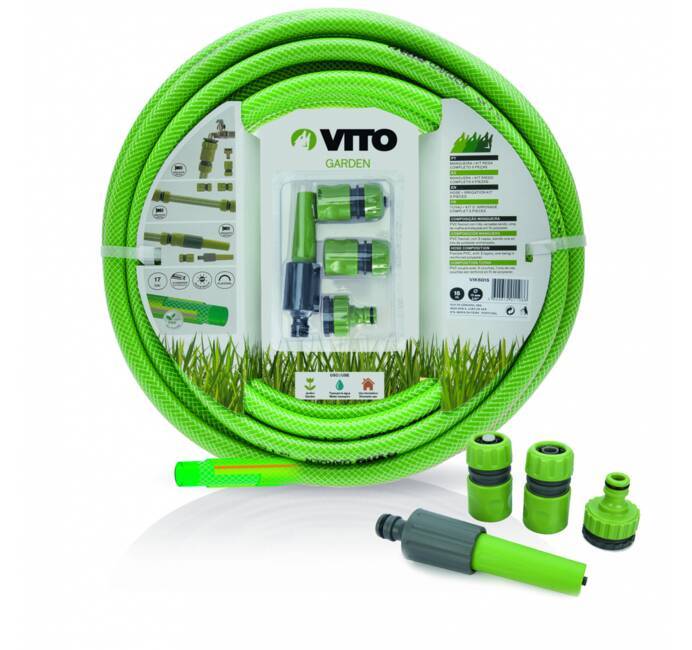 Tuyau d'arrosage 19mm VITOGARDEN 25m KIT PVC renforcé avec lance