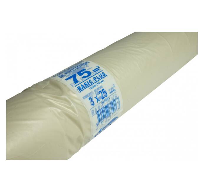 Bâche peinture en ROULEAU 3x25 m - Economique TECPLAST 40RPE - Rouleau  plastique de protection pour sol et meuble - Made in France