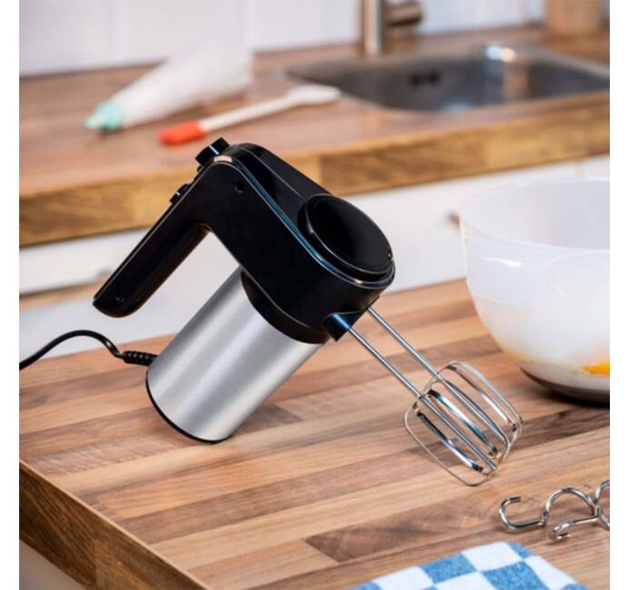 Batteur électrique à main 400W 6 Vitesses + 2 Fouets et 2 Crochets à pate Cuisine/Pâtisserie Inox/Abs Compact ALPINA