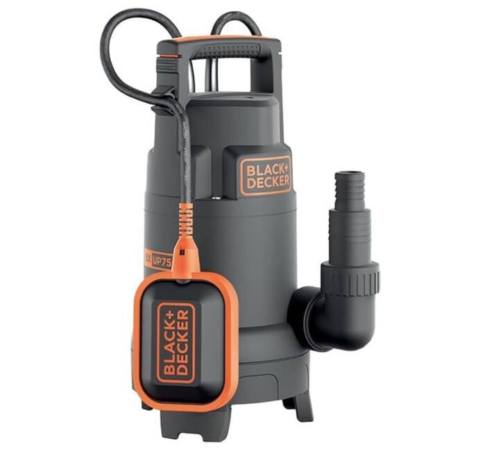 Pompe Vide Cave Eaux Usées 750W - Pompe Immergée Flotteur Intégré Eaux Claires / Eaux Sales Débit 13000 l/h Black+Decker