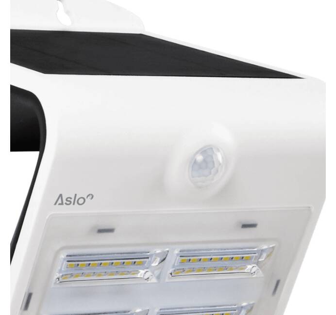 Projecteur Led Solaire Blanc 3.2W 400 Lm Spot Led Détecteur de mouvements 3 fonctions IP65 Applique Etanche Anti-UV ASLO