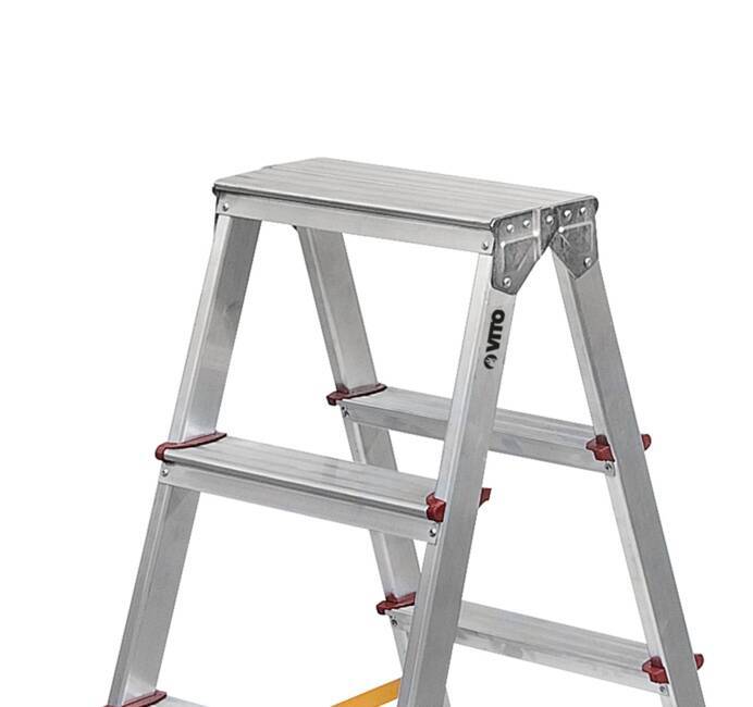 Escabeau en aluminium 2 X 5 marches Charge 150 kg Hauteur 1,14 m VITO Fabriqué en Europe