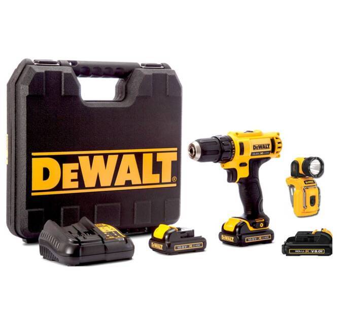 Perceuse Visseuse DEWALT 10.8V 3 batteries 1.3Ah Lithium- Ion + Lampe  Torche LED à